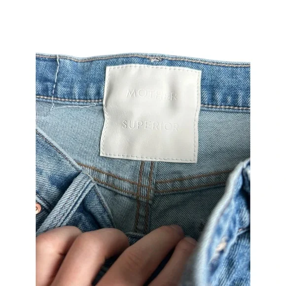 Mother Superior The Enchanter Heel Wide Leg High Rise Jeans Light Blue Wash - Picture 4 of 9